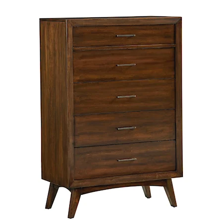 Mid-Century Modern 5 Drawer Chest with Splayed Legs